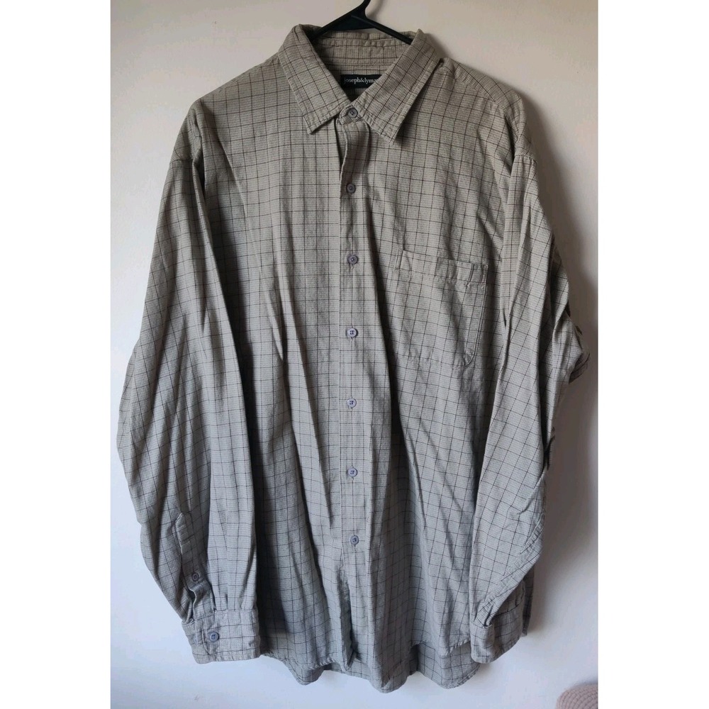 Joseph & Lyman Light Blue Green Plaid Long Sleeve Button Down Shirt Sz XL